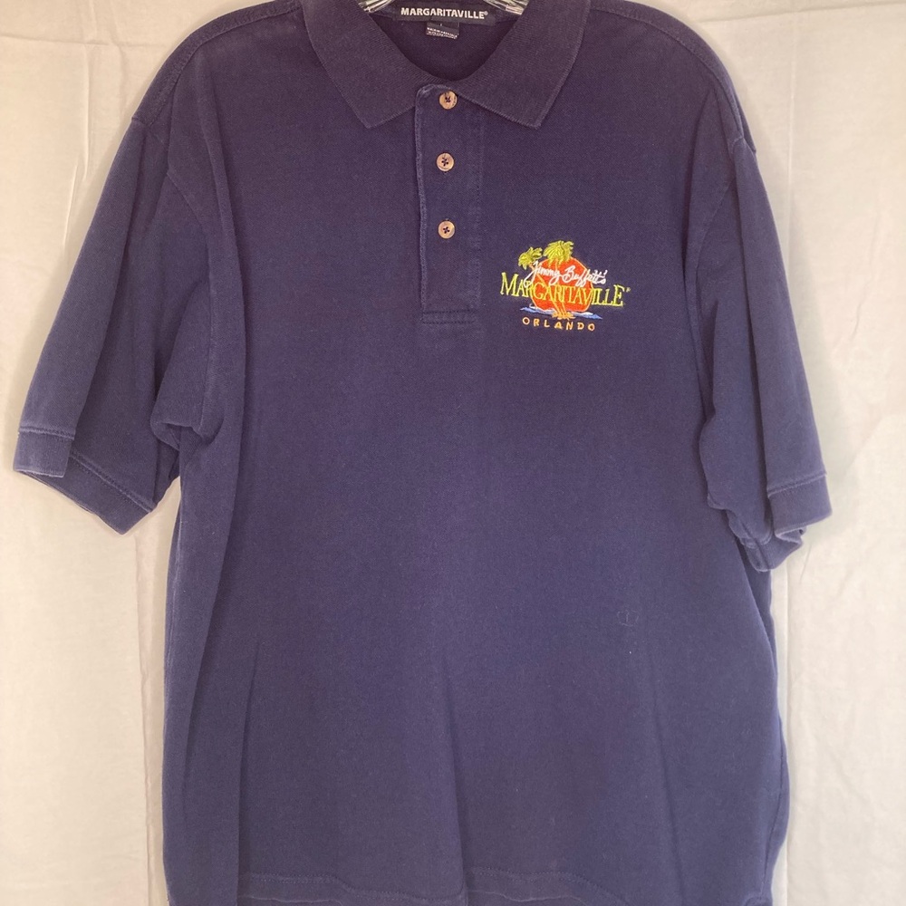Margaritaville Navy Blue Polo Shirt Classic Style Sz L